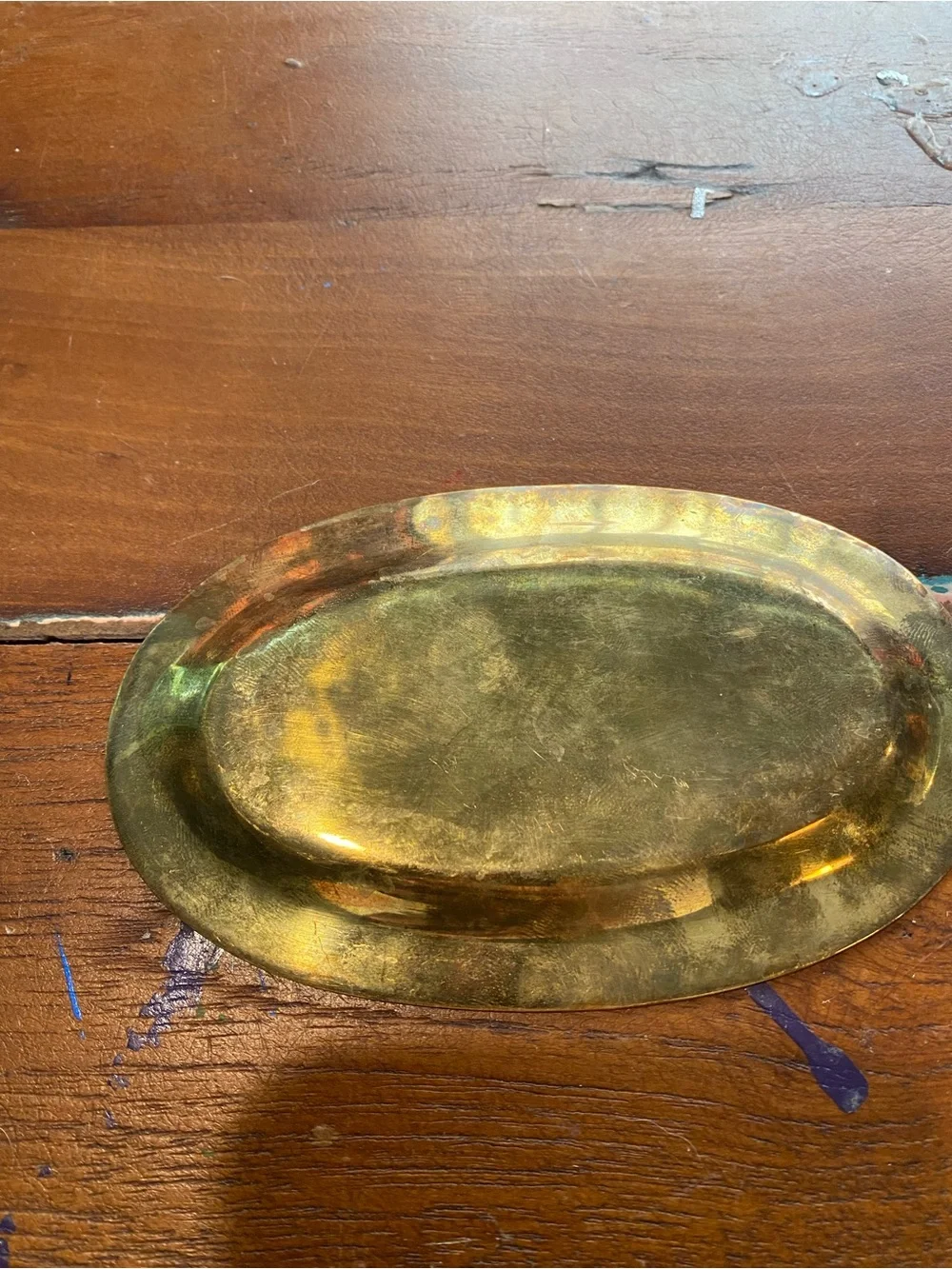 Thailand Brass Decorative Mini Tray - Gold Oval Souvenir